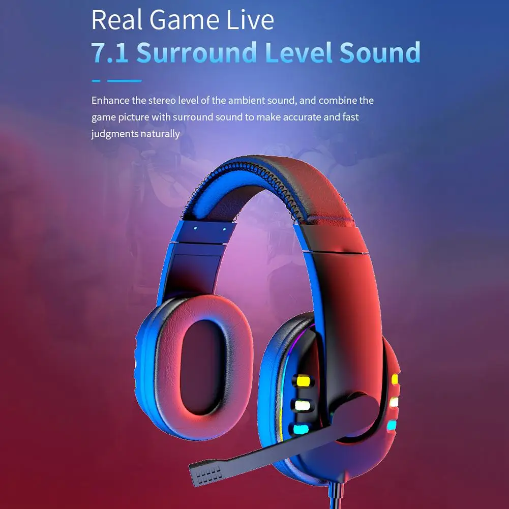 Professional Led Luminous Gamer Headset For Computer Gaming Headphones Adjustable Bass Stereo PC Wired Headset With Mic Gifts