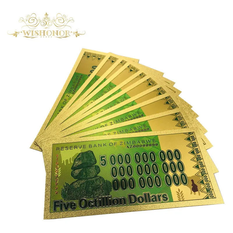 100 шт./кор. Зимбабве банкноты сто квинтиллионов долларов золото Поддельные Банкноты 1 шт. Прямая