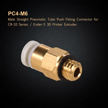 

Aibecy PC4-M6 Male Straight Pneumatic Tube Push Fitting Connector Compatible for CR-10 Ender 3 3D Printer Extruder