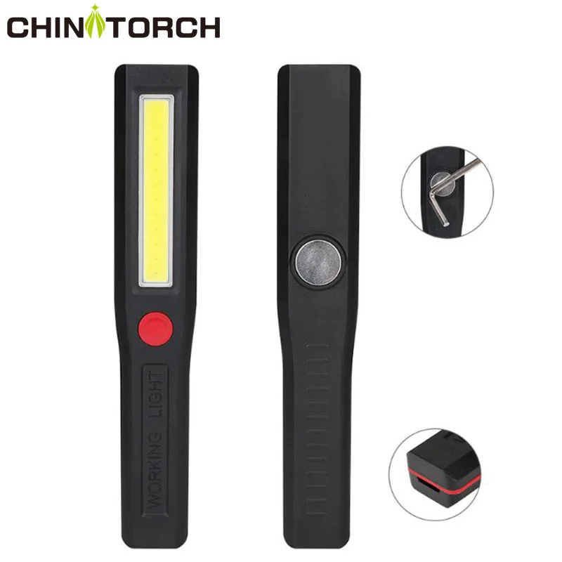 

NEW 4 Colors Led Work Flashlight 4 Modes 3*AAA Battery Powered Handle Torch Light Magnetic COB LED Pen Flashlight For Camping