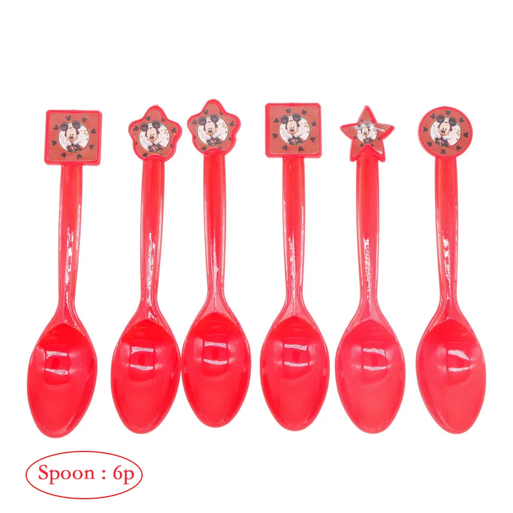 spoon Бумажные Столовые Салфетки с рисунком Минни Маус, воздушные шары, соломинка для детского дня рождения, рождественские украшения - Цвет: spoon