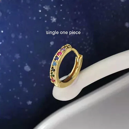 A Gold Rainbow Маленькие женские серьги-кольца, фианит, фламинго, морской конек, собака, дьявол, арбуз, осьминог, попугай, лимонный коктейль, радужные ювелирные изделия, золотой цвет, для детей - Окраска металла: A Gold Rainbow