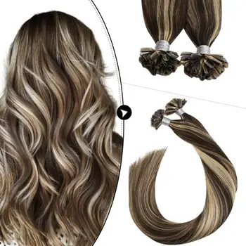 

[New]Ugeat Keratin Nail U Tip Hair Extensions Fusion Keratin Hair Machine Made Remy Human Hair Extensions Brown Color Hair 1g/1s