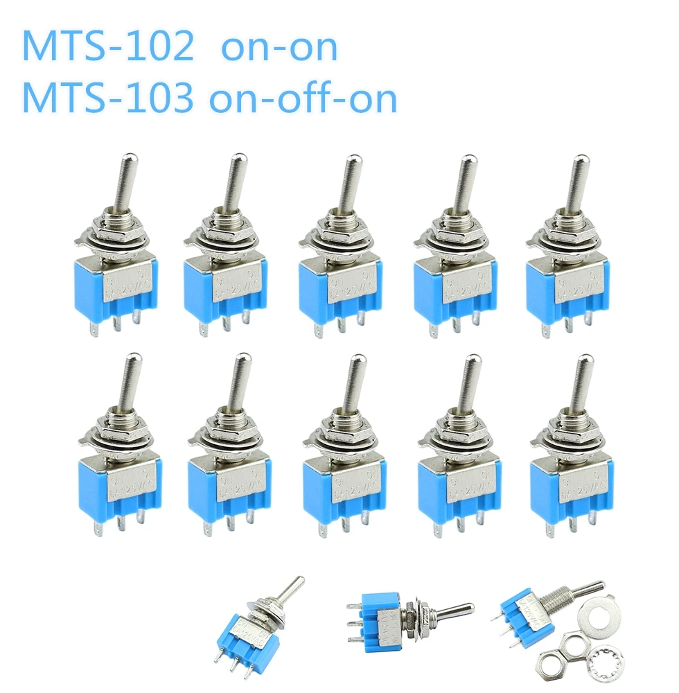 10 шт./лот Синяя Мини фотосессия 3 Pin SPDT ON 6A 125VAC миниатюрные переключатели освещения