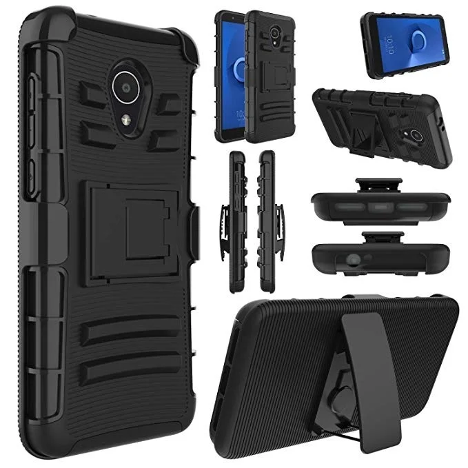 

Heavy Duty Rugged Belt Clip Holster Hard Armor Case for Alcatel 1X Evolve Tetra Alcatel 7 case Plastic Kickstand Shell cover