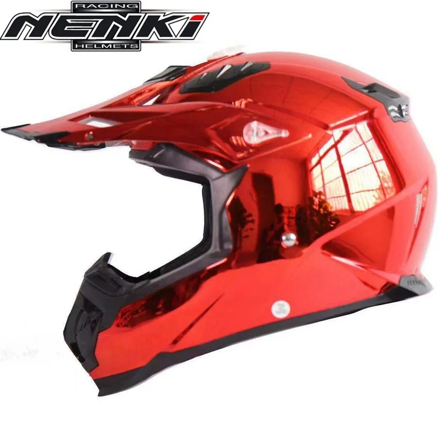 1шт NENKI гальванический шлем мото шлем Capacete ABS шлем Dot ATV мотокросса внедорожные мотоциклетные шлемы - Цвет: red