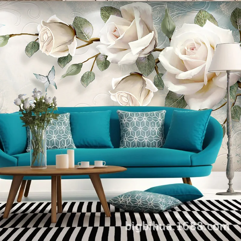 

Beautiful Customizable Wallpaper Bedroom Living Room Non-woven Wallpaper Warm Peony Wall Seamless Wall Cloth Mural