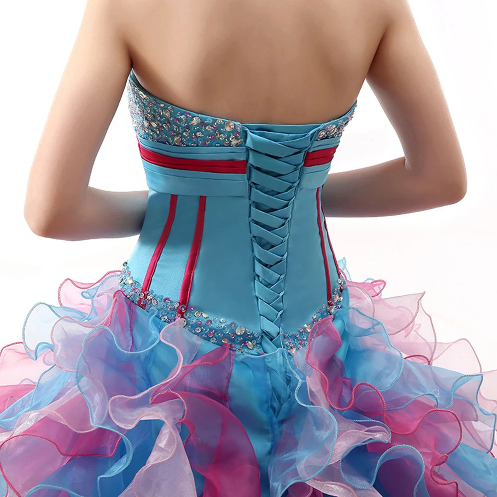 Robe de bal красочные Бальные платья на шнуровке сзади гофрированное бальное платье из бисера vestido 15 anos Сладкий vestidos de quinceaneras