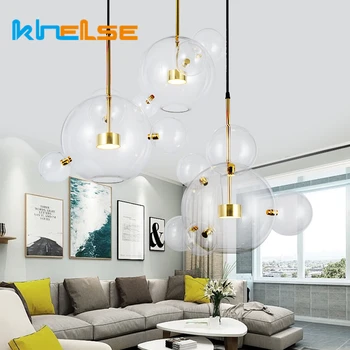 

Modern LED Bubble Hanging lamp Indoor Glass Ball Dining Room Lampada Kitchen Bedroom Home Decor hanging pendant Lights Fixtures