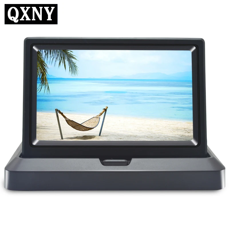 QXNY auto folding monitor HD video parkplatz monitor TFT LCD bildschirm 4,3 oder 5 zoll display mit einzelhandel box QXNY auto folding monitor HD video parkplatz monitor TFT LCD bildschirm 4,3 oder 5 zoll display mit einzelhandel box