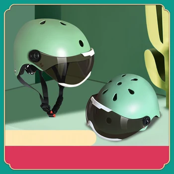 

Bicycle Helmet High-quality Children's Anti-collision Safety Hat Adjustable Head Circumference Comes With Goggles Helmet