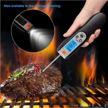 

Unique Outdoor Stainless BBQ Thermometer Barbecue Grill Kitchen Food Thermometer Folding Portable Timer (without Battery)