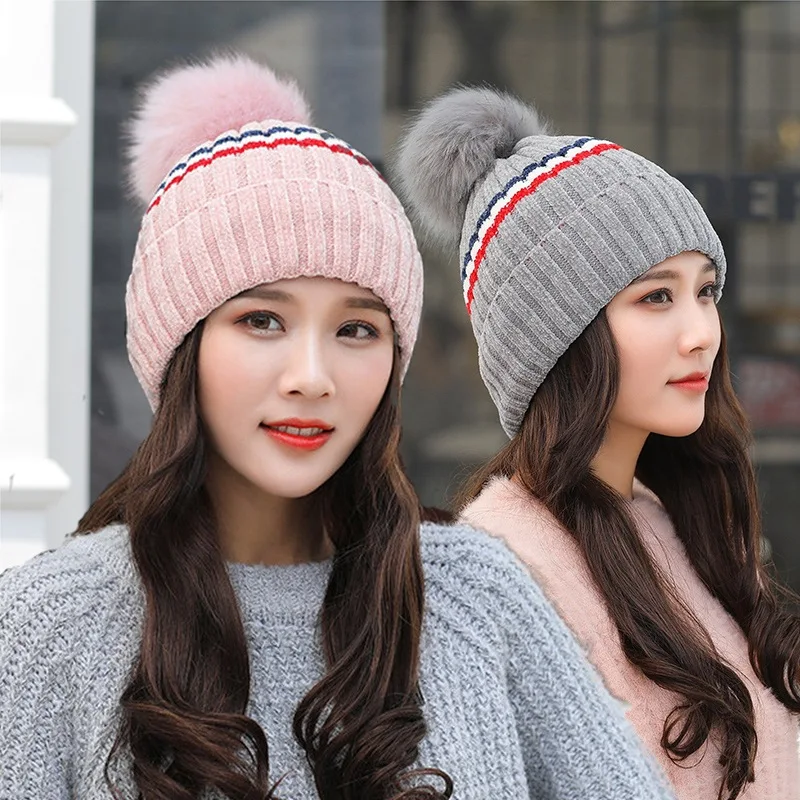 

Hat Women's Winter Korean-style Brushed And Thick Wool Cap Casual Versatile Knitted Hat Autumn & Winter Cycling Earmuffs Hat