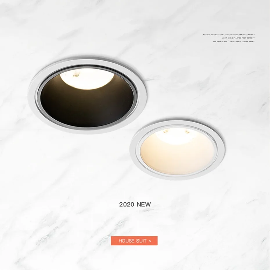 2020 New Downlight Led Recessed Ceiling Lamp Aluminum Round Spot Led 7W 12W Dimmable Living Room Dining Room Corridor Lighting