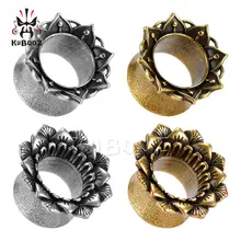 Kubooz Datura лепестки медные серьги пирсинг пробки туннели шпильки расширители Винтаж Мода подарок для unsex продавать по паре