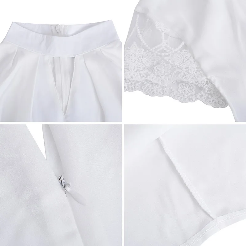 OEAK 2020 Women Sexy Blouses Summer Casual Hollow Chiffon Short Sleeve Splice Lace Top Blouses Shirts Blusas Mujer Plus Size 3XL