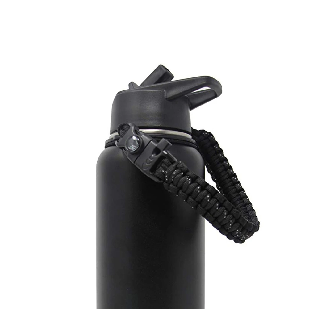 

Handle Strap Simple Fits Wide Mouth Carrying Outdoor Travel Water Bottle Cup Holder Hiking With Ring Paracord For Hydro Flask