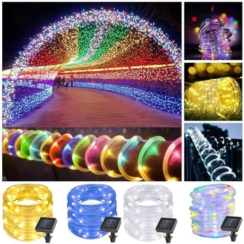 

Junejour 6w 50/100LED Solar Powered Tube String Fairy Light Outdoor Waterproof Copper Wire Lights For Festival Decoration