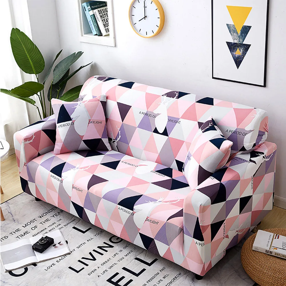 

Simple Cartoon Geometric Sofa Cover Fully Wrapped Universal Set Elastic European Style Sofa Cover Small Fresh Style Japan