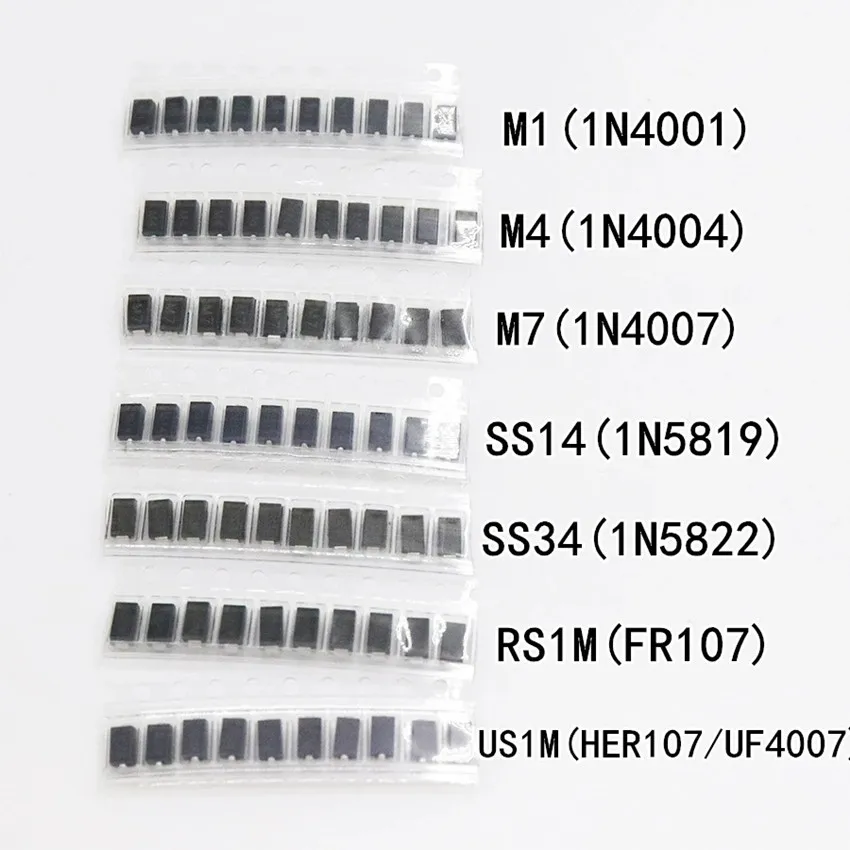 Paquet de diodes SMD, 7 types x 10 pièces = 70 pièces/lot, Dallas