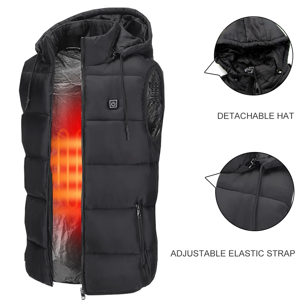 Men's Vest Upgraded Electric Insulated Infrared Heated Vest Lightweight USB Coat Winter Warm Waistcoat