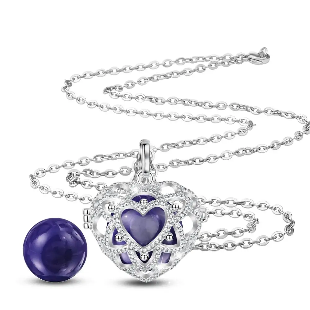 Eudora, 18 мм, медальон в форме клетки сердца, подвеска, гармония, бола, шар, колокольчик, ожерелье с AAA CZ, ювелирные изделия для беременных женщин, малышей K379N18 - Окраска металла: A019