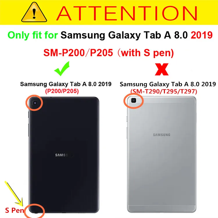 Чехол для Samsung Galaxy Tab A 8,"() с S Pen SM-P200 P205 8,0 дюймов Чехол-книжка для планшета кожаный чехол-подставка