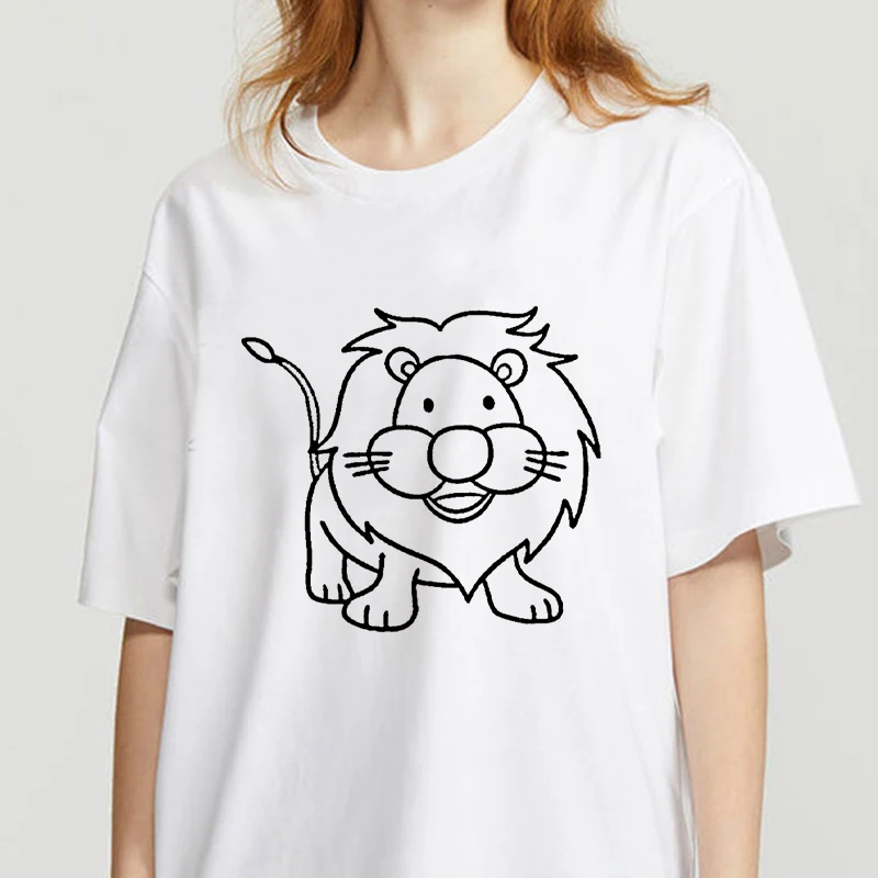 

Graphic tees tops cartoon lion tshirts women funny t shirt O-neck T-shirt Vintage Vogue Ullzang Mujer_T-Shirt