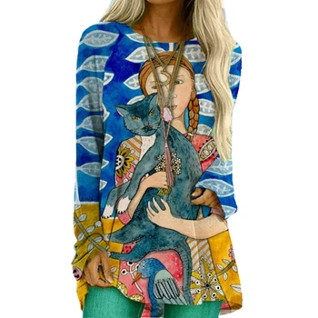 

Autumn Women Casual Tops Graphics Print T Shirt O Neck Long Sleeve Shirt Women Harajuku Tshirt Loose Fashion Shirts Graphic Tee