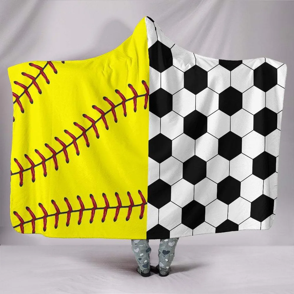 

Ball Hooded Blanket For Adults Kids 3D Printed Sherpa Fleece Soft Fluffy Blanket Wearable Warm Throw Blanket For Home Travel Bed