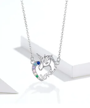 

Hip Hop Iced Out Unicorn Pendant Necklace Bling Rope Chain Fashion Unicorn Animal Rapper Accessories