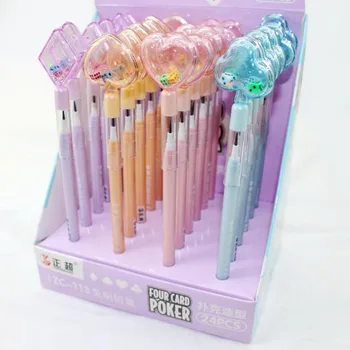 

4 Pcs/set Cute Poker Shape Dice Non-sharpening Automatic Mechanical Pencils Bullet Head Pencil Student School Office Stationery