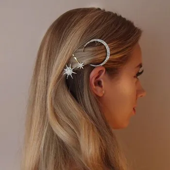 

3Pcs/set Retro Geometric Hair Clip Set Imitation Diamond Moon Star Modeling Hairpin Word Clip For Women Girls Jewelry Accessorie