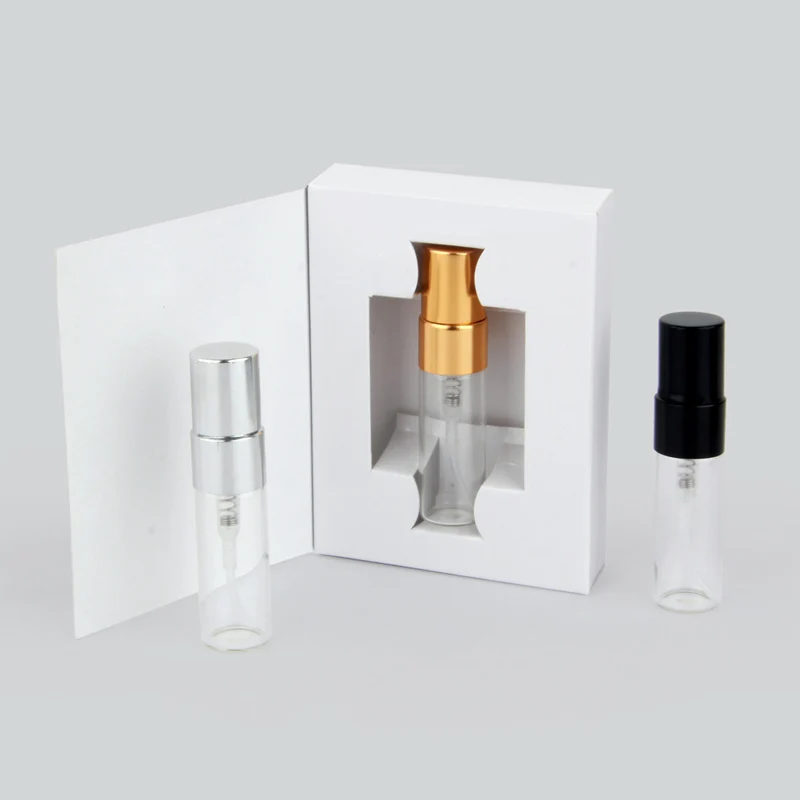 미니 향수 병, 분무기 및 유리 향수 병, 맞춤형 로고, 포장 상자, 50 개, 3ml