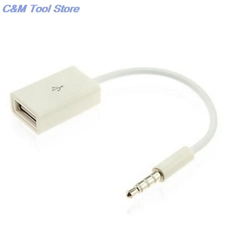 New Car MP3 3.5mm Male AUX Audio Plug Jack to USB 2.0 Female Converter Cable Cord 14.5cm SHIDWJ