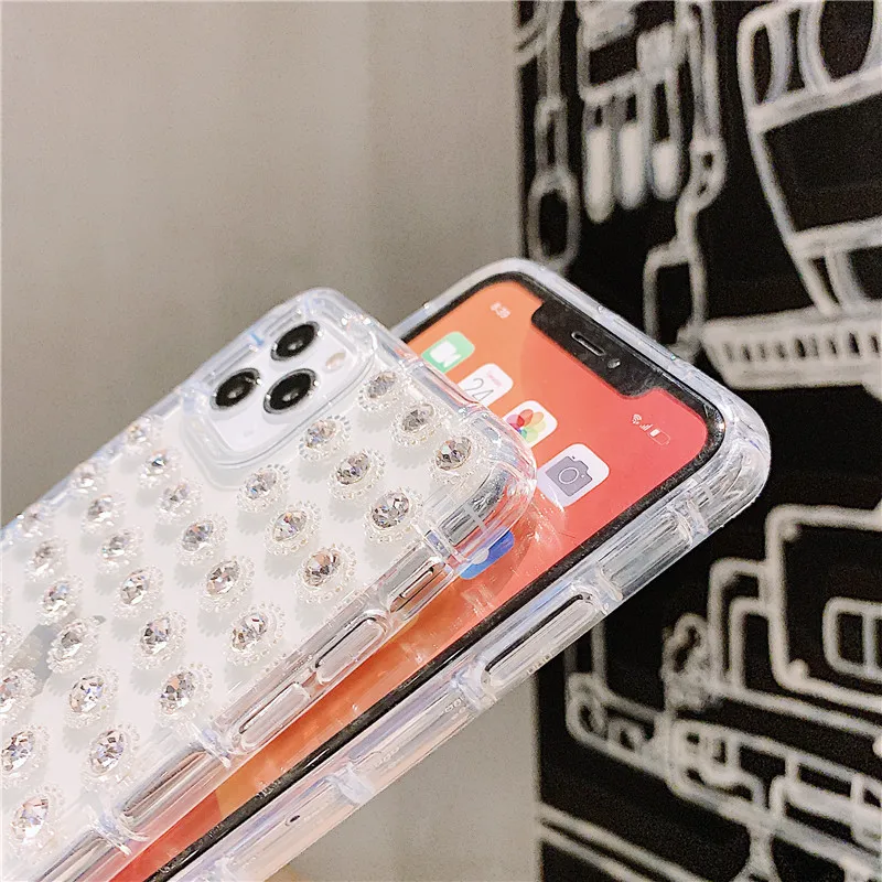 Прозрачные блестящие 3D чехлы для телефонов с бриллиантами iPhone X 11 pro Xs Max Xr 8 7 6 6s Plus