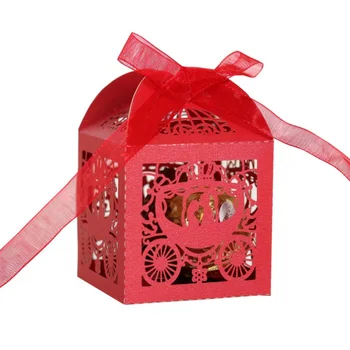 

50Pcs Openwork Butterfly Wedding Candy Box Knot Wedding Chocolate Carton Gift Box With Bow