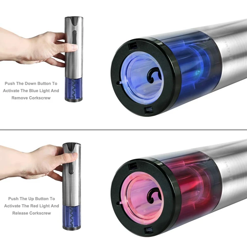Electric Wine Opener Rechargeable Automatic Corkscrew Wine Bottle Opener With Foil Cutter& Usb Charging Cable Stainless Steel