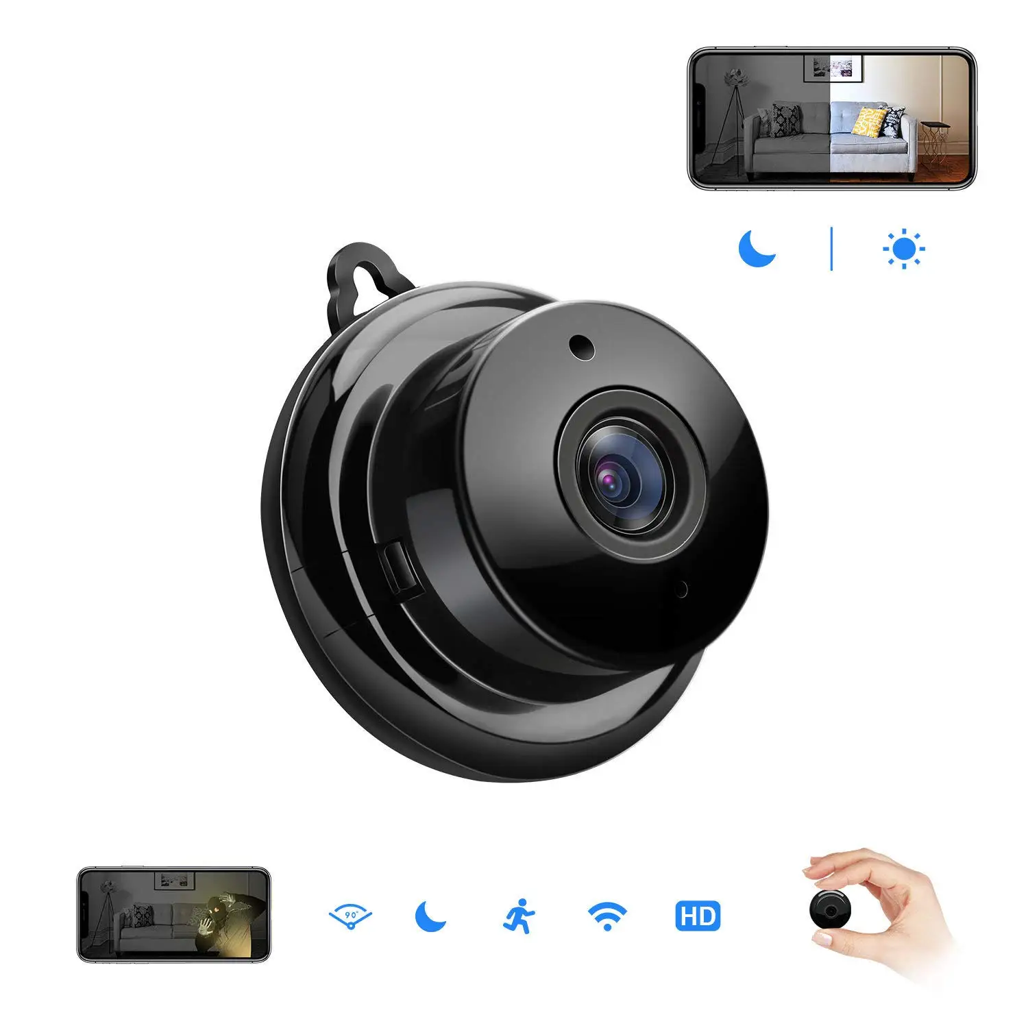 

720P Mini Wireless WIFI IP Camera Smart Home Security Infrared Night Vision Surveillance Camera SD Cloud Storage CCTV Monitor