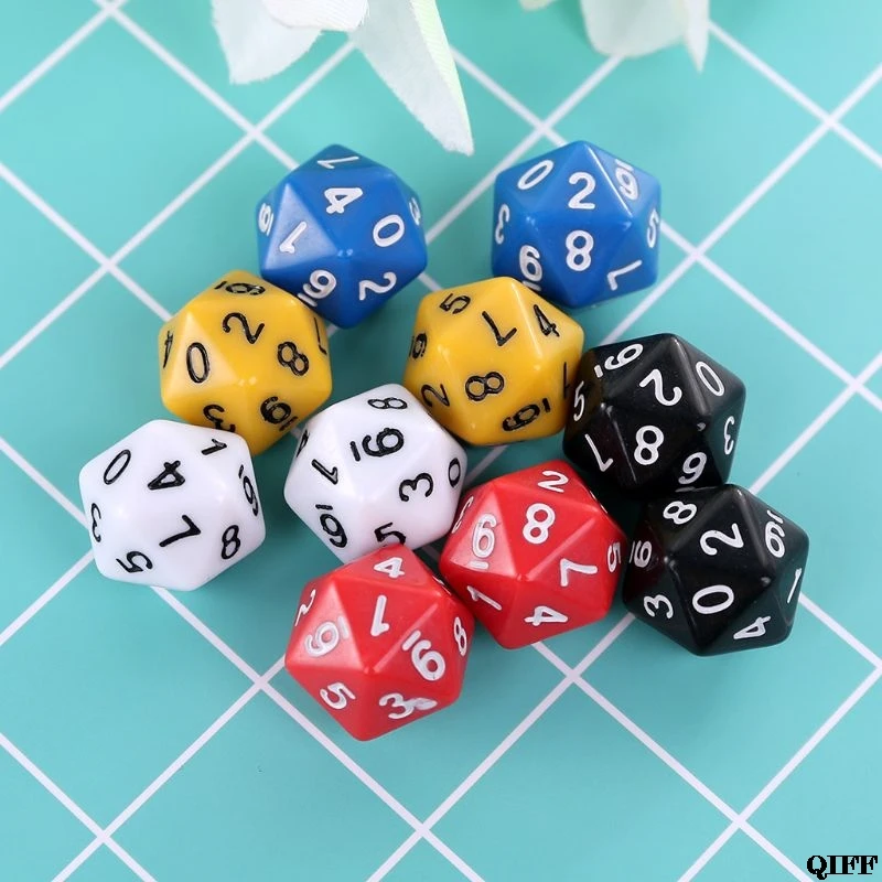 10 шт./компл. 20 СТОРОННЯЯ D20 многогранные кубики числа циферблаты рабочего стола Настольная игра