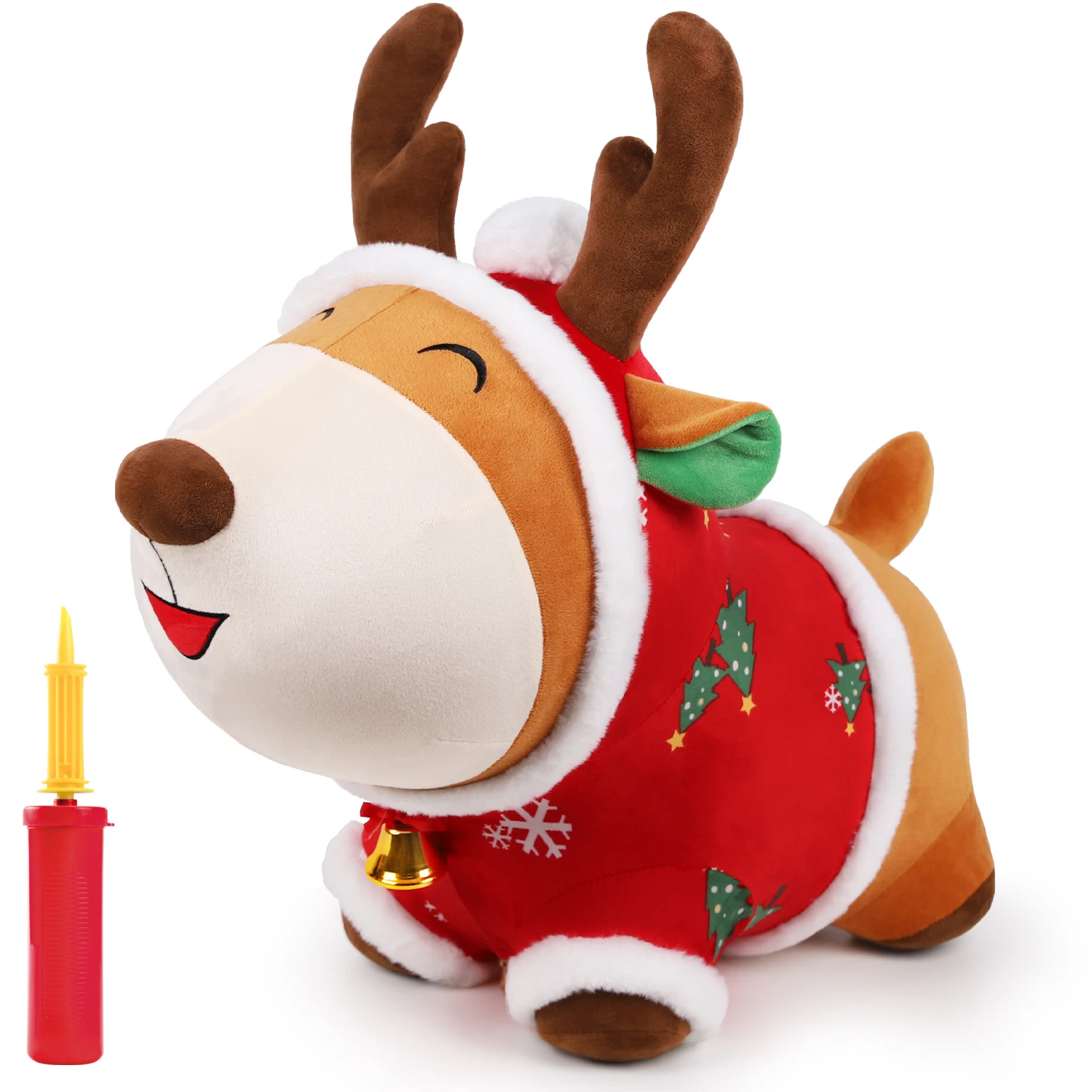 

iPlay, iLearn Bouncypals Christmas Reindeer Hopper, Plush Ride on Hopping Toy W/ Bell,Xmas Gift for 18 24 Month, 2 3 4 Year Olds