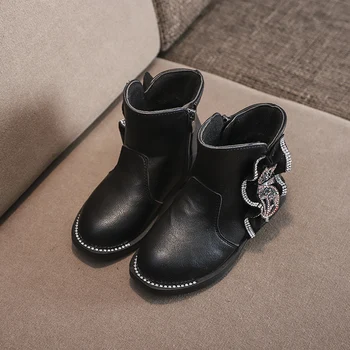 

Winter/Autumn Big Kid Girls Boots Kids Short Boots Girls Plus Velvet Shoes Boots Keep Warm with Rhinestone SC126