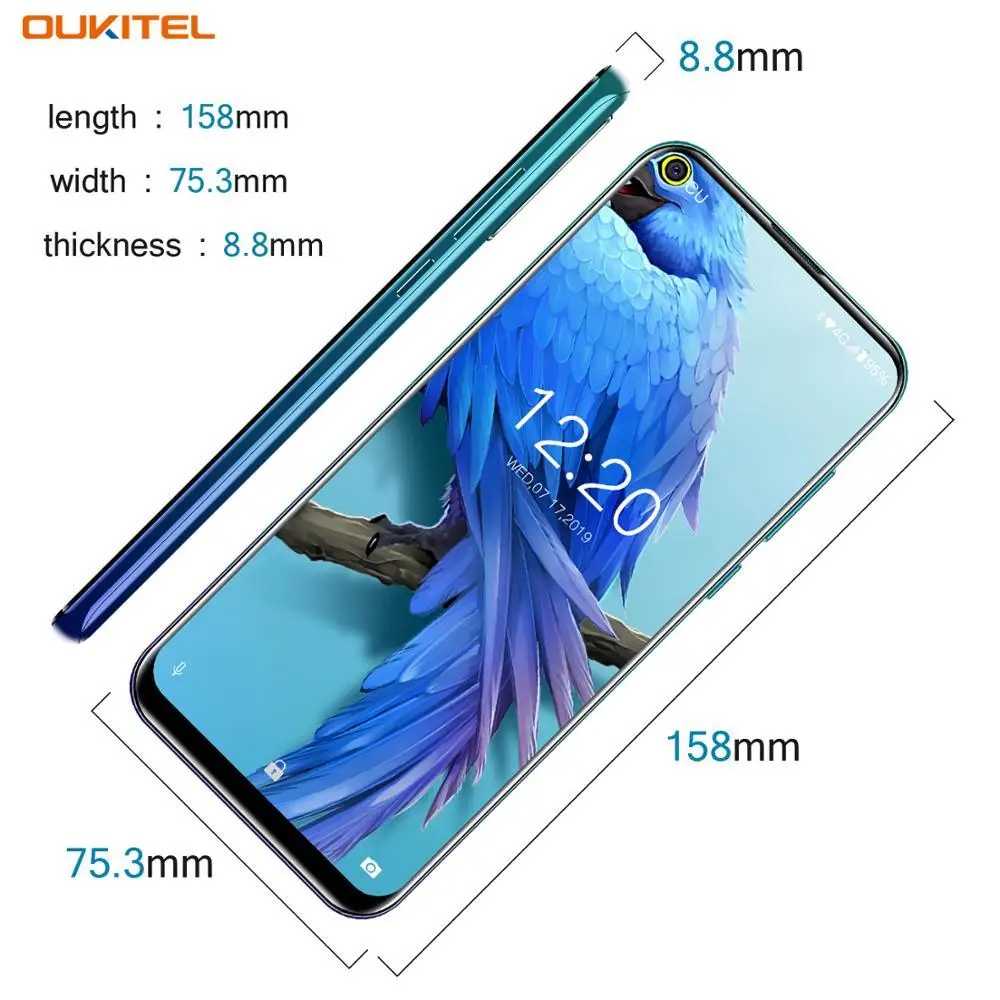 Смартфон OUKITEL C17, 3 Гб ОЗУ, 16 Гб ПЗУ, 6,35 дюймов, 19,5: 9, Android 9,0, четырехъядерный процессор MTK6765, 3900 мАч, для распознавания лица, отпечатков пальцев, 4G, мобильный телефон