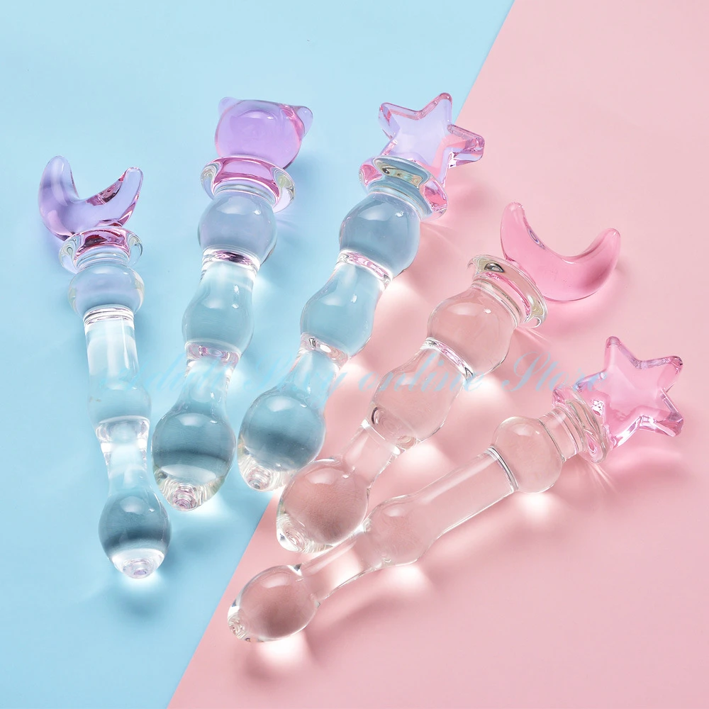 Crystal Glass Dildo Heart Buttplug Vaginal Anal Stimulation Beads Penis for Women Anus Plug Sex Toys