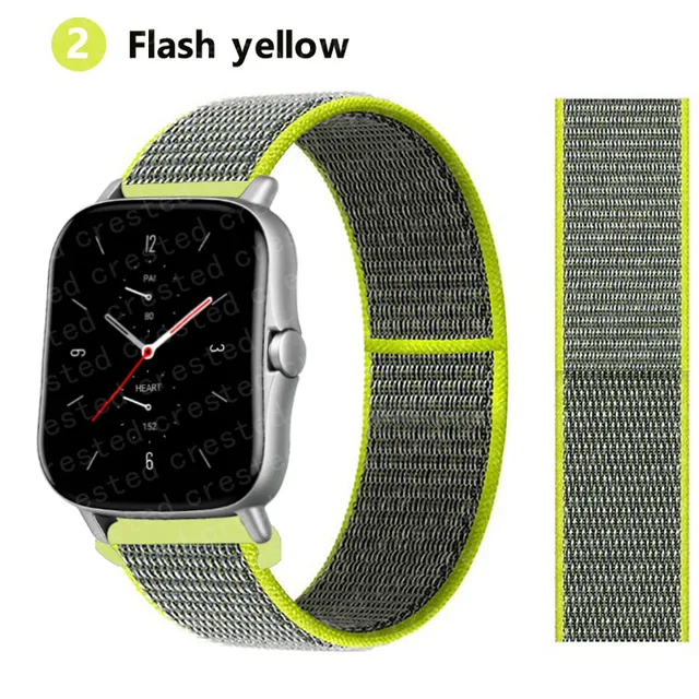 20/22mm Nylon band For Amazfit GTS/2/2e/GTS2 Mini/GTR 3 Pro 42mm/47mm/GTR2/2e/stratos 2/3 Sport Loop Bracelet Amazfit bip strap flash yellow 2