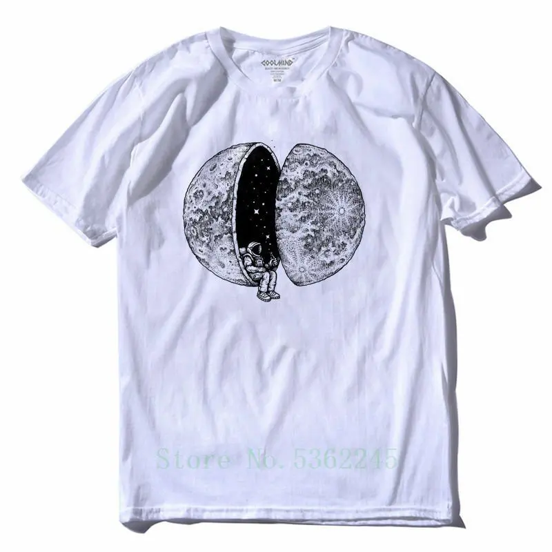Coolmind Loose Style New Design Moon Unisex Men T Shirt Printed Short Cartoon T Shirt Men Casual New Fashion Tshirt Loose Size