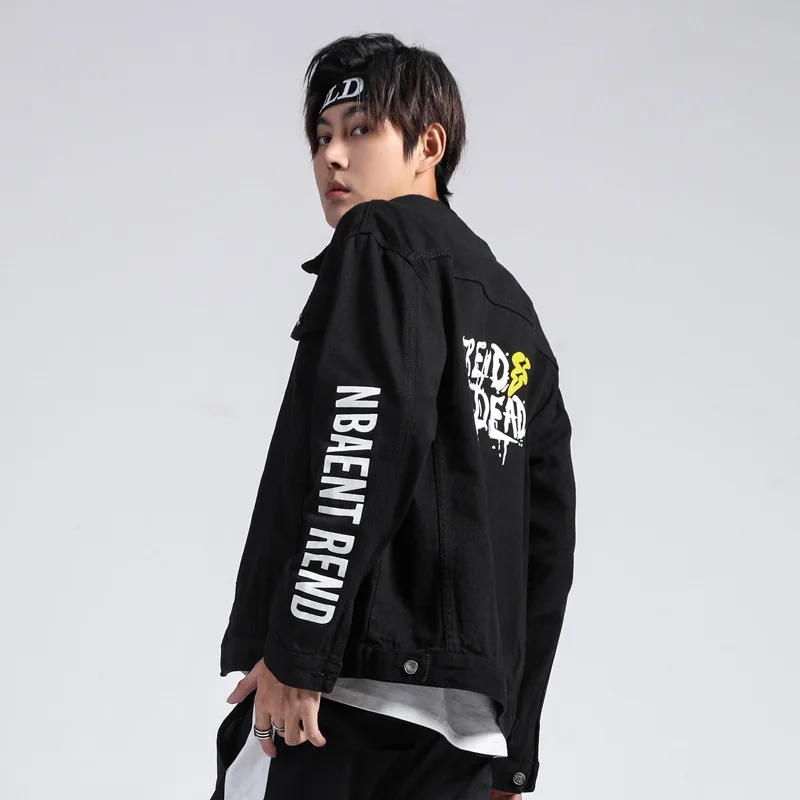 

B32 # Autumn And Winter New Style Men Cowboy Jacket Slim Fit Printed Popular Brand Washing Men'S Wear Fashion Tops Trend