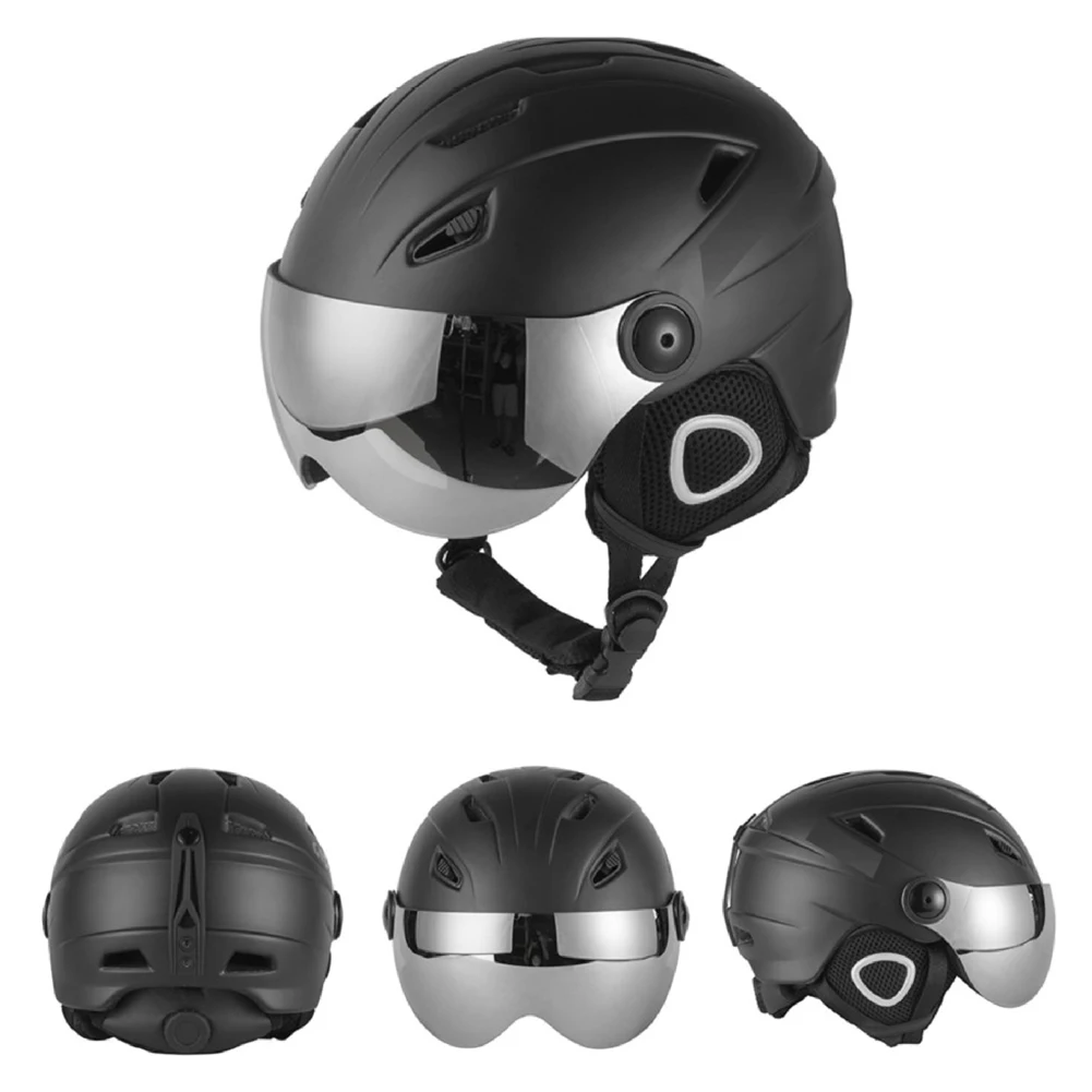 Зимний теплый шлем для сноуборда, лыжного спорта, защитные сани, шлем для скутера, защитная крышка, полузакрытый лыжный шлем с очками, козырек