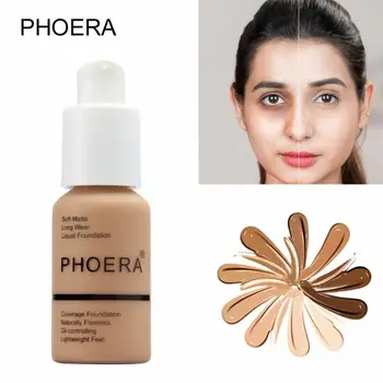 

Phoera 8 Colors Matte Foundation Base Face Makeup Cosmetics Mineral Moisturizing Whitening Full Coverage Liquid Concealer Cream