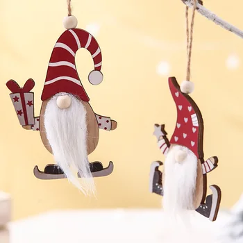 

Christmas Gift Santa Claus Elk Deer Tree Natural Wood Pendant Hanging Ornament Xmas Noel New Year 2021 Party Decorations 62892